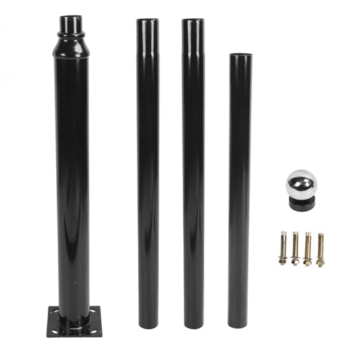 Tissting Palo Illuminazione Stradale Esterno 4 Metri, Base in Acciaio Rinforzato con Diametro 7.6cm per Montaggio Superficie, Postazione Illuminazione Esterna e Monitoraggio per Gi