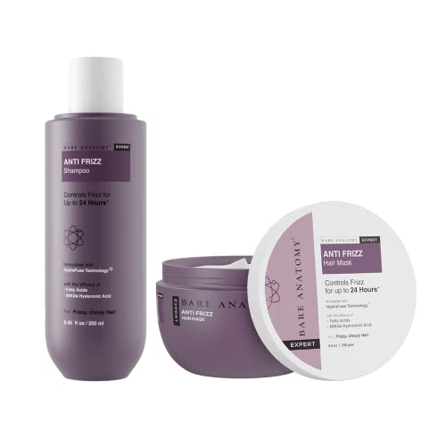 Image of Bare Anatomy Anti Frizz Shampoo + Hair Mask Kit | Frizz Control upto 24 hrs | Powered By Hyaluronic Acid & Fatty Acids | Paraben & Sulphate Free |Women & Men | 250ml + 250g