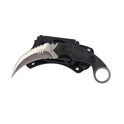 Image of MASALONG Outdoor Survival claw Tactical teeth Knife Double edged sharp Fixed Blade Knife With Sheath (5CR Sand light Black handle)