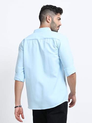 Image of Men's Solid Casual Shirt, Cotton Blend, Regular Fit, Spread Collar, Full Sleeve, Button Closure Perfect for Casual & Office Wear