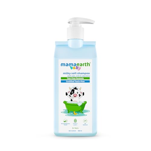 Mamaearth Milky Soft Shampoo For Babies – 400 ml | Infused with Oats, Milk and Calendula | Gently Cleanses Hair, Balances Scalp pH & Makes Hair Soft & Smooth