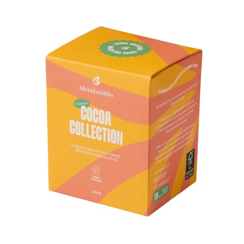 BLENDSMITHS Gourmet Vegan Hot Chocolate Gift Set Cocoa Box 5 Flavour Variety Drinking Chocolate Satchet Pack (10 Servings)