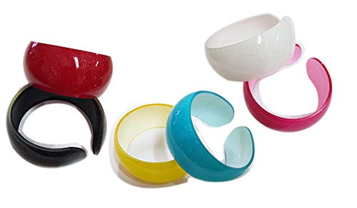 Yuktha Eternals Broad Bangle - Glitter Shine Bracelet Plastic Acrylic Assorted Colorful Neon Bracelet Bangles for Women Size 2.4 - Bracelet for Girls, Women - 6 Pcs