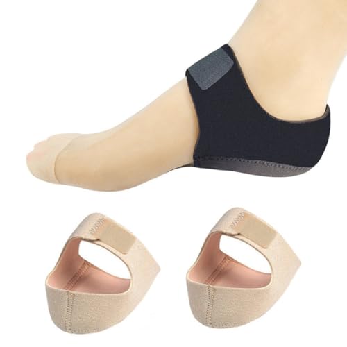 1 par de plantillas de gel para espolón calcáneo con vendaje de silicona, protector para el talón para aliviar el dolor y aliviar el estrés (universal), cojín para talón, color piel, talla L