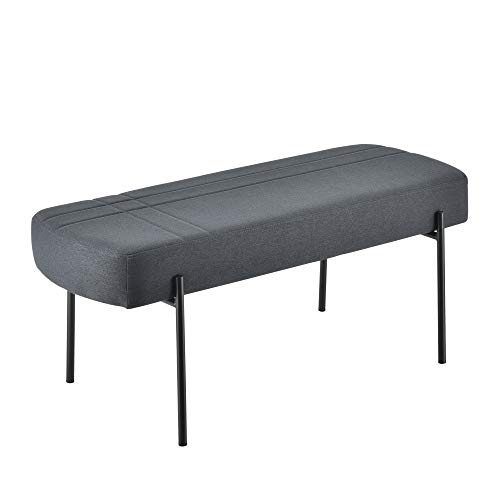 [en.casa] Banco Acolchado 110 x 40 x 45 cm Taburete pie de Cama Asiento cómodo Banqueta Puf Tapizada Pasillo Salón Dormitorio Gris Oscuro