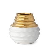 hervit art.27945 vaso gres bianco/oro dia 15x15cm