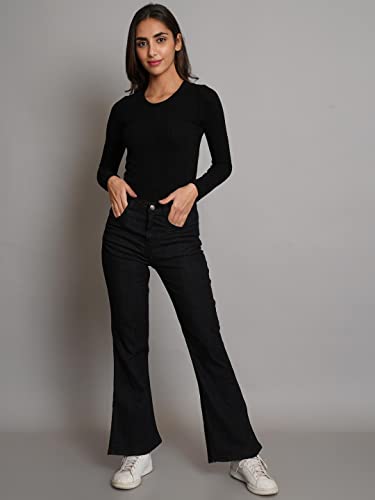 Image of KOTTY Flare Bottom Jeans for Women - Stylish Slim Fit with Bell Shape Leg