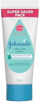 Johnson's Milk + Rice Cream, with Milk extracts and Vitamin E to Replenish Moisture, pH Balanced, 200gm, White