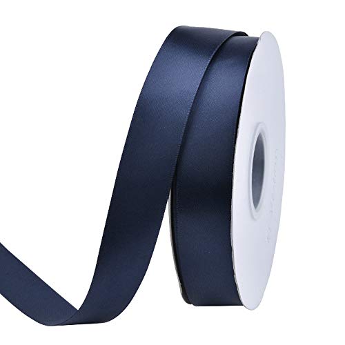 Ribest 1 Inch Navy Blue Double Face Satin Ribbon 50 Yards Per Roll For Gift Wrapping Flowers Bouquet Hair Accessories Wedding Birthday #TOP14