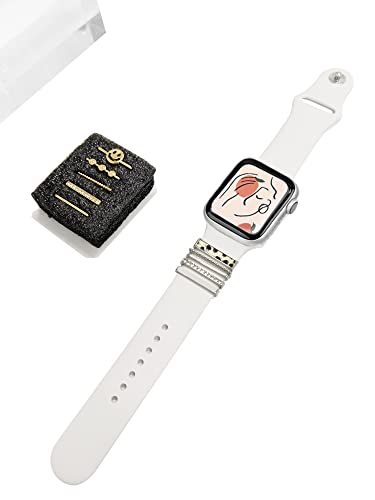 Image of 5Pcs Charms for Apple Watch band 41mm 45mm 40mm 44mm 38mm 42mm 46mm 49mm Women,Diamond+Metal Jewelry Decorative Ring For iWatch series 11 10 9 8 7 6 5 4 se 3 /2,Galaxy watch 7 /6 /5 /4,Strap Accessories