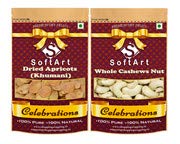 Dry Fruit Combo Of Dried Apricots & Whole Cashews Nuts,Kaju,(100g Each) 2x100g