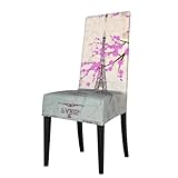 Material del producto: esta funda vintage para silla de comedor con diseño de la Torre Eiffel está hecha de tela de poliéster, es reutilizable y elástica, se adapta a la mayoría de sillas sin brazos. Es una opción ideal para la decoración de tu comedor.