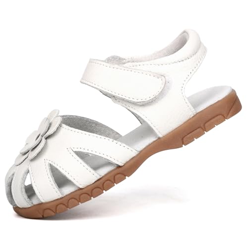 Femizee Girls Genuine Leather Soft Closed Toe Princess Flat Shoes Summer Sandals(Toddler/Little Kid)3