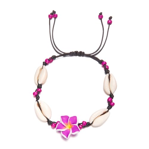 Image of Caiyao 2pcs Lovely Hawaiian Plumeria Rubra Anklet Bracelet Tropical Flower Bohemia Luau Beach Party Accessories for Women