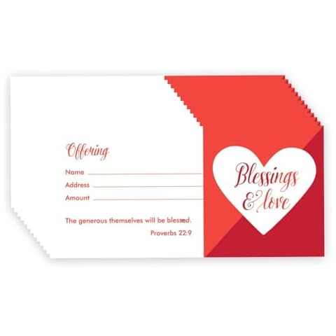 Church Offering Envelopes - Cash Envelopes For Tithes And Offering - Blessings & Love (NIV Scripture) - Pack of 100 - Swanson Christian Products Cover
