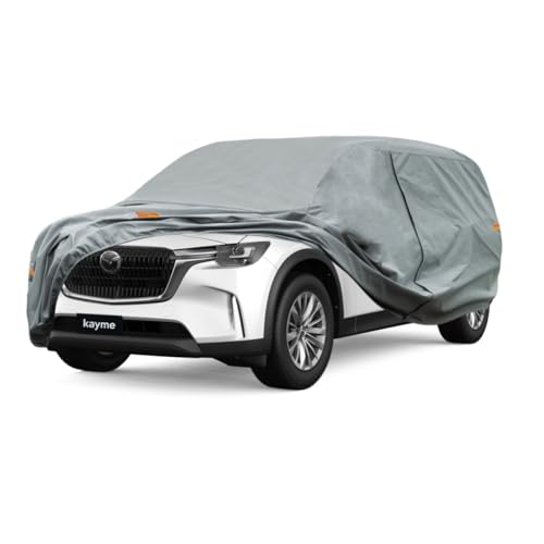 Kayme Heavy Duty Car Cover Waterproof All Weather, Custom Fit for Tesla Model S, Outdoor Full Exterior Cover with Charging Port and Breathable Ventilation Mesh, Sun and Rain Protection. grey