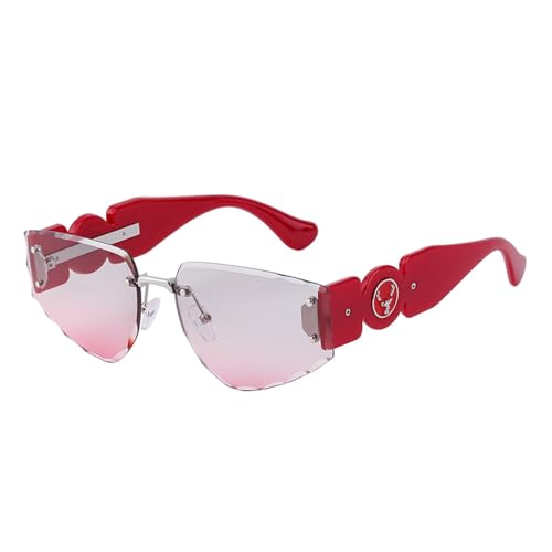 Lunettes de soleil punk sans monture femme homme protection UV400 verres C7 rouge