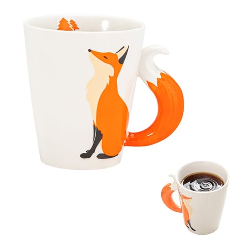 Bocguy Tasse Renard, Tasse Cadeau Renard, Tassen Mignonne Animal, Tasse à Café en Céramique, mug 3D Mignonne pour Noël, Anniversaire, Anniversaire (360 ML)