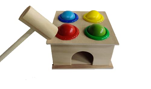Seven Moon Wooden Hammer and peg Toy pounding Bench Wooden Toy with Mallet Early Educational Toy for Toddlers Kids- Multi Color (Small) (B096MRN14D) Amazon Price History, Amazon Price Tracker