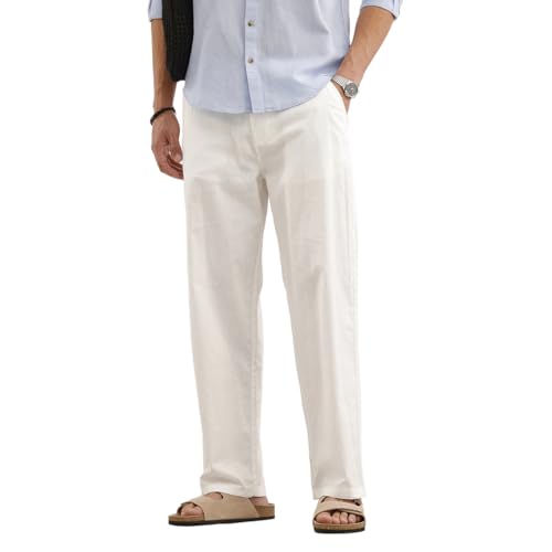Image of WROGN Men's Linen Blend Trousers | Solid Design | Loose Fit