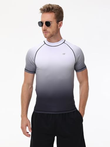 Compression UV Rash Guard - Men's UPF 50+ Short Sleeve Quick Dry Swim & Surf Gradient Shirt4