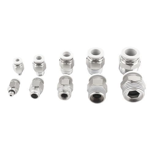 Conector neumático PC602 de rosca macho de latón y liberación rápida 6