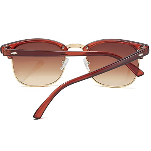 Image of Retro Semi Rimless Sunglasses Half Frame UV400 Glasses for Men And Women