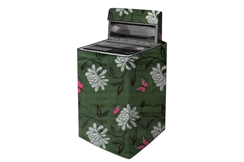 Image of The Furnishing Tree PVC Washing Machine Cover Fully Automatic Suitable for Whirlpool 7.5 kg Top Load 360 Degree Bloomwash Pro 7.5 Green Color
