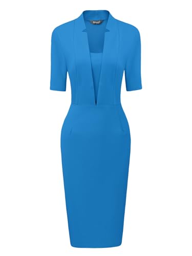 Image of Allegra K Work Dresses for Women's Short Sleeve Business Office Pencil Dress