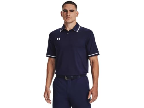 Image of Teams Performance Polo With Tipped Details by Under Armour, Midnight Navy-white, Large