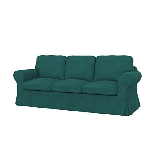 Soferia Sofabezug Kompatibel Mit EKTORP PIXBO 3er-Bettsofa Sofaüberzug Sofaüberwurf Sofaschoner Cover Einfache Reinigung Allergiefrei Wasserabweisend Majestic Velvet Türkis