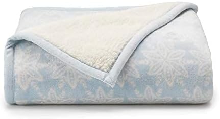 XGATML YIROCK Cuddl Duds Sherpa Fleece Plush Throw (Blue Snowflake)