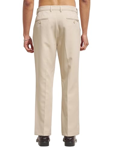 Image of Highlander Men Men Solid Korean Trousers|Relaxed fit|Mid-Rise|Premium Blend|All Day Smart Wear Workwear