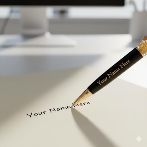 Image of Personalized Pen with Name Engraved I Metal Classy Customized Roller Ball Pens I Comfortable to Hold & Write I Gift for Men & Women Birthday Corporate Gifting (Gold Flake)