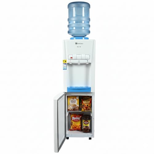Image of BonKaso Top Loading Hot, Cold & Normal Water Dispenser | 20L Non-refrigerated Cabinet | Food-Grade ABS Body, LED Indicator, Child Lock, Removable Tray | 1 Year Warranty | White /Blue