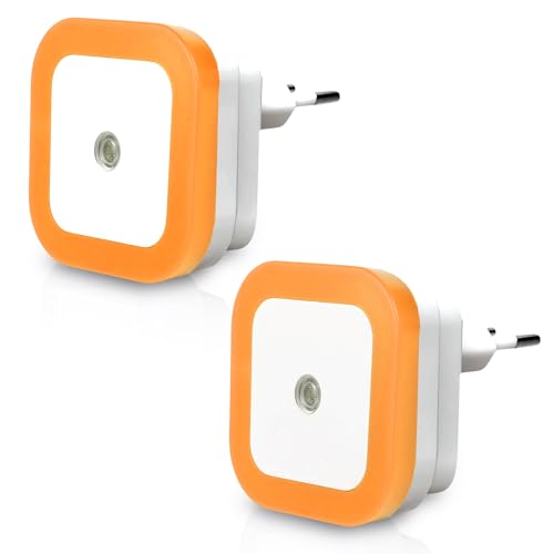 Image of GLUN Plug-in LED Night Light, Pack of 2 Warm Yellow Smooth Night Light with Smart Light Sensor, 0.5W Nightlight for Kids or Adults' Rooms