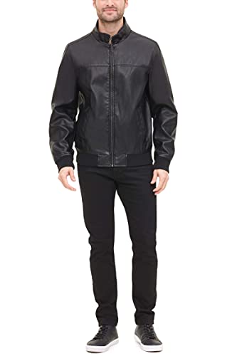 Tommy Hilfiger Mens Smooth Lamb Touch Faux Leather Unfilled Bomber, Black, Xl #TOP1