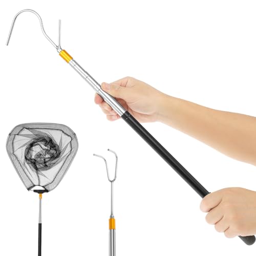 Pince de préhension pour personnes âgées, longueur réglable de 41 à 148,5 cm, kit d'outils de préhension en acier inoxydable avec sac en filet, barre télescopique robuste avec 2 crochets pour