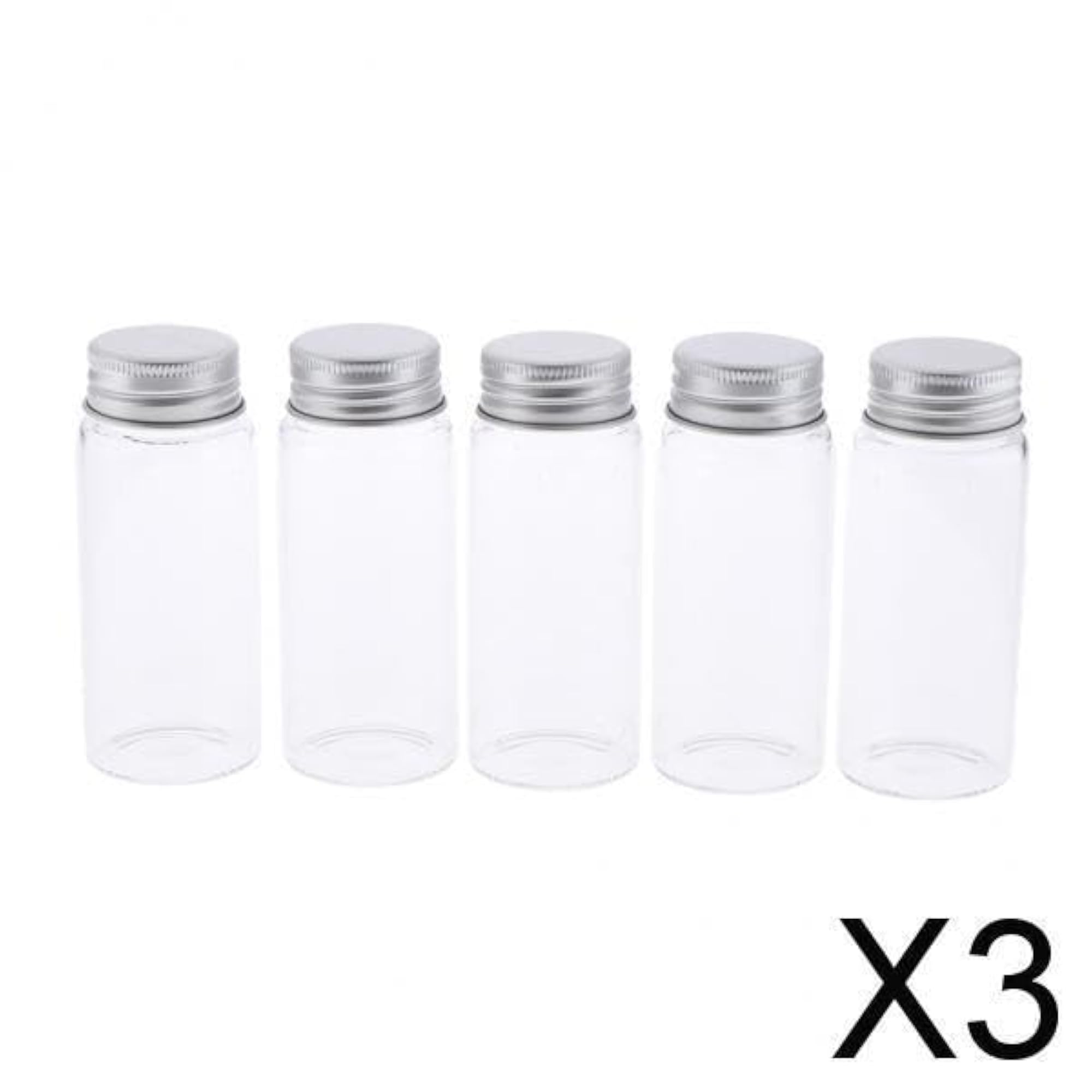 3X5Pcs Refillable Glass Makeup Bottles Cosmetic Pills Storage Containers
