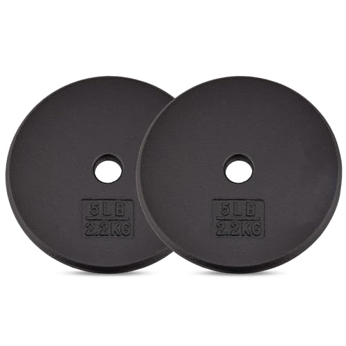 Yes4All Standard 1″ Cast Iron Weight Plate – Ideal for Strength Training – Multiple Weight: 5LB to 25LB (Single & Set of 4)