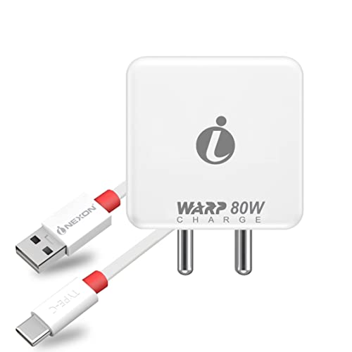 Image of 80W WRAP Fast Type-C Charger for Samsung Galaxy S21 FE 5G 80 WATT Charger Oppo : Vooc & Super Vooc Charging | Realme : Dash / Dart SuperDart Charging | One Plus: Dash / Wrap charging | Xiaomi: Quick Charging | Samsung: Adaptive Fast charging | Vivo: Dual engine Fast Charging | Motorola: Turbo charging | HTC: Fast Charging ALL-IN-ONE CHARGER With 65W Type-C USB Data Charging Cable - XH1: (80 W, WHITE)