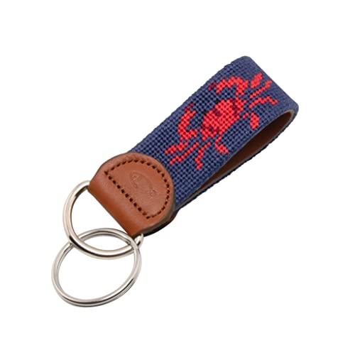 Image of Leather Hand-Stitched Needlepoint Key Fob or Key Chain