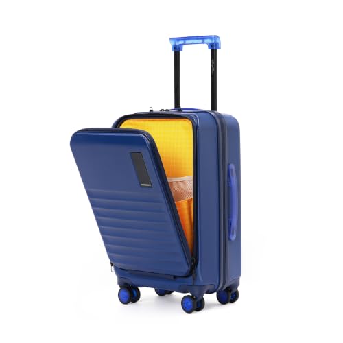 Image of MOKOBARA Aisle Cabin Pro Laptop Luggage Trolley Bag 57cm 41L Navy | Polycarbonate Hardshell, Frosted Hardware, Dedicated Tech Compartment for 15.6 inch Laptop, YKK Zippers, TSA Lock, Silent Wheels