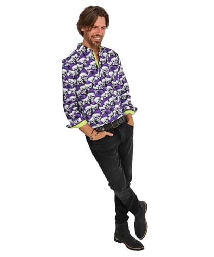 Joe Browns Men's Santa Skull Print Shirt, Purple, XXL