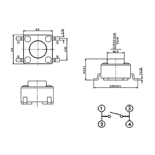 Interrupteur à réinitialisation automatique 6x6mm haute précision avec mécanisme Micro Tact