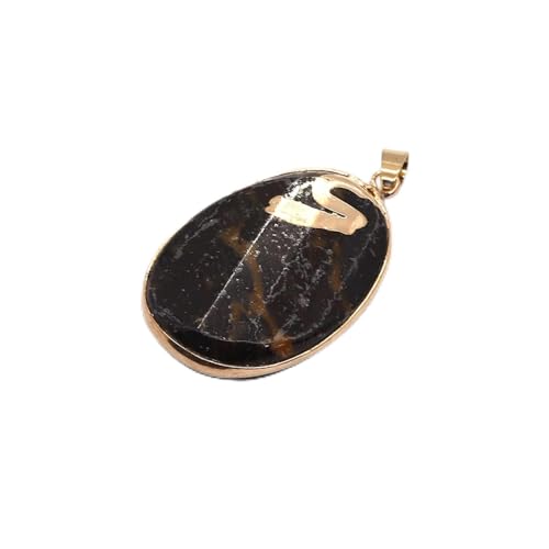 Pendentif en pierre semi-précieuse ovale noire, breloque d'exception 41mm