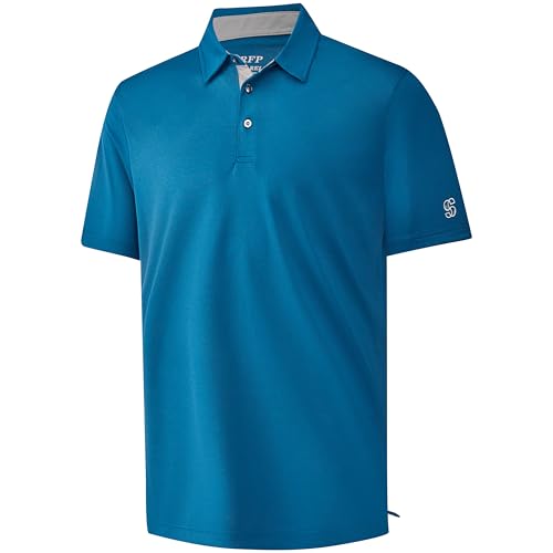 Image of Mens Golf Shirt Short Sleeve Moisture Wicking Dry Fit Performance Solid Pique Collared Golf Polo Shirts for Men