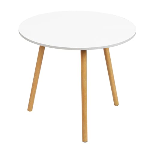 Table basse ronde salon blanche en bois laqué et finitions premium