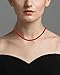 Lightock Simple Choker Necklace for Women Real Stone Crystals Necklaces 4mm Beaded Choker Jewelry Meditation Gifts for Women (Red Agate)