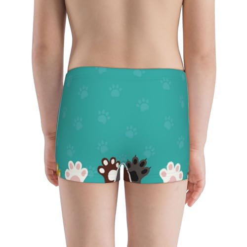 Boys' Cotton Boxer Brief Soft Underwear-Cute Cat Paw And Dog3